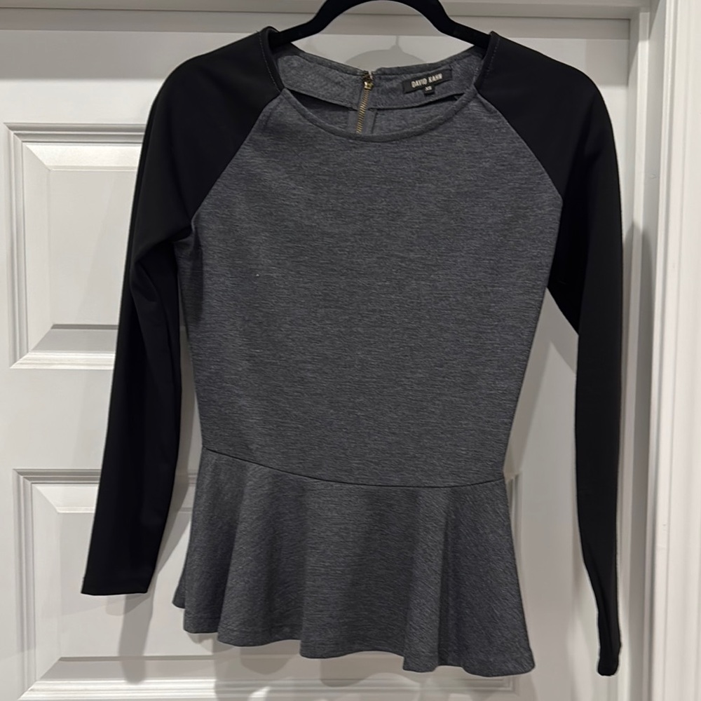 David Kahn Black Peplum Blouse